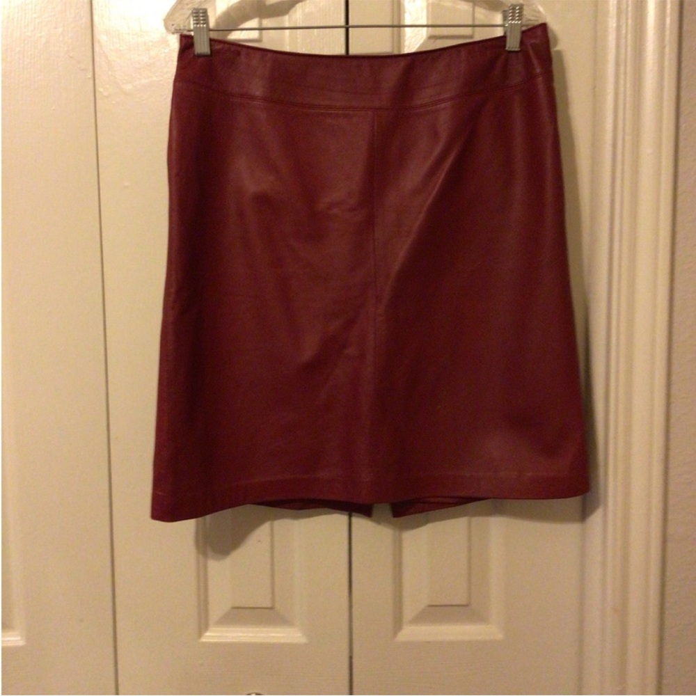 Ralph Lauren Burgundy leather Mini Skirt